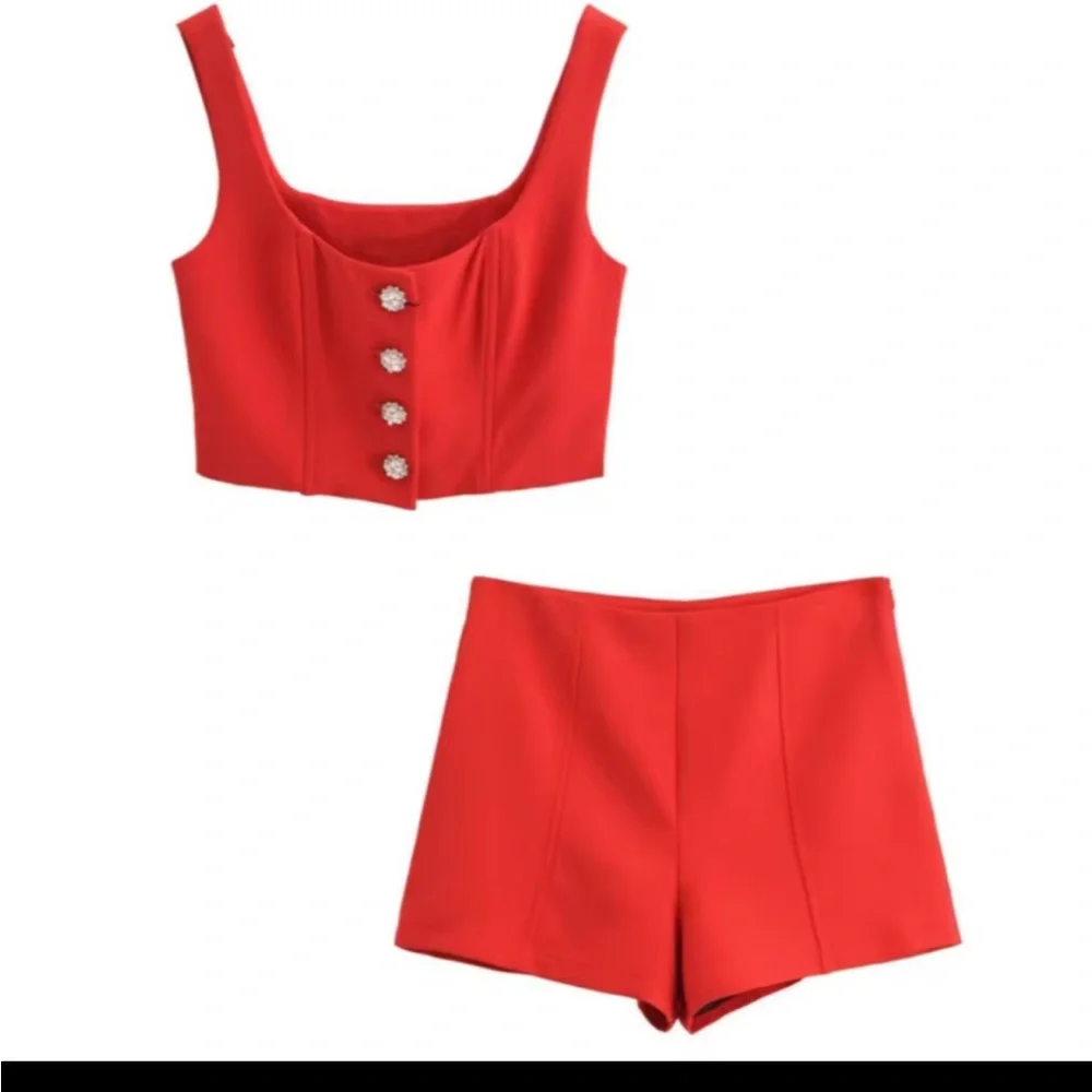 REVOLVE Red High Waist Women Shorts and Crop Top S - Picture 1 of 3